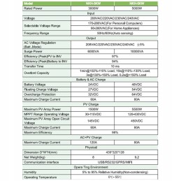 Solar inverter 5kw sine wave inverter dc48v mppt80a to ac220v 50 42