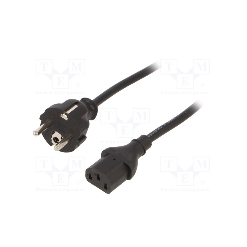 1 pcs x QOLTEC - 50365 - Cable, CEE 7/7 (E/F) plug,IEC C13 female, 1.8m, black, 16A, 250V