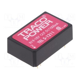 1 pcs x TRACO POWER - TEL 5-1211 - Converter: DC/DC, 5W, Uin: 9÷18V, Uout: 5VDC, Iout: 1000mA, DIP24