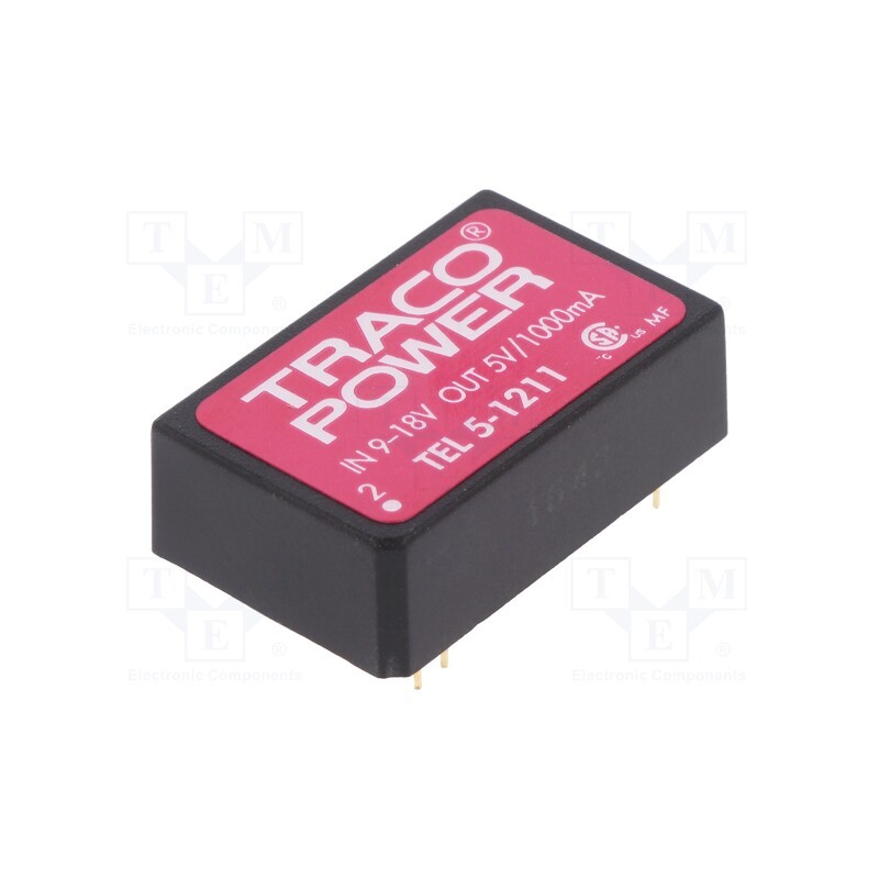 1 pcs x TRACO POWER - TEL 5-1211 - Converter: DC/DC, 5W, Uin: 9÷18V, Uout: 5VDC, Iout: 1000mA, DIP24