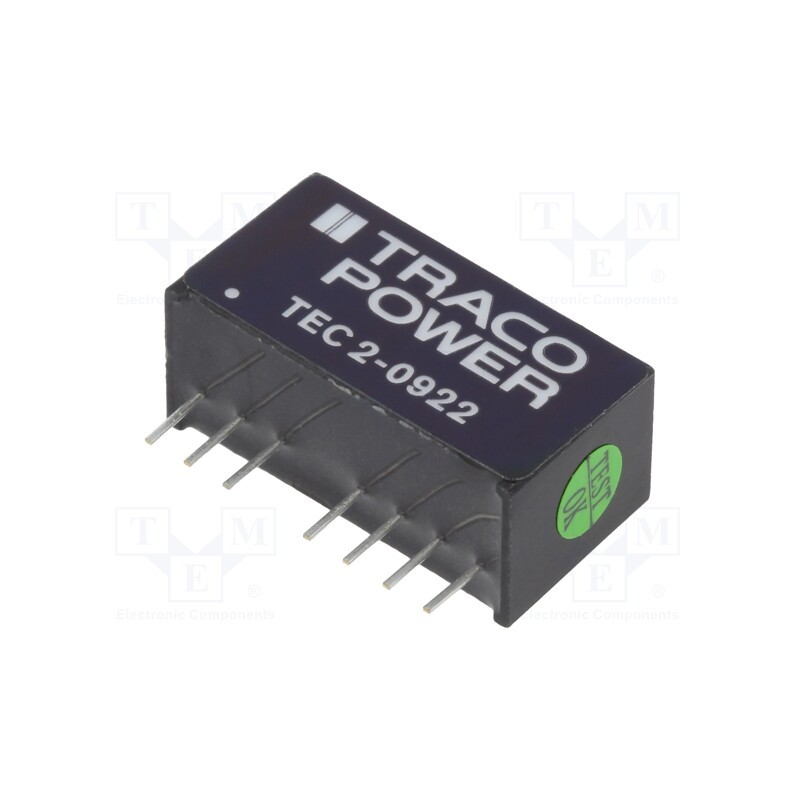 1 pcs x TRACO POWER - TEC 2-0922 - Converter: DC/DC, 2W, Uin: 4.5÷13.2V, Uout: 12VDC, Uout2: -12VDC