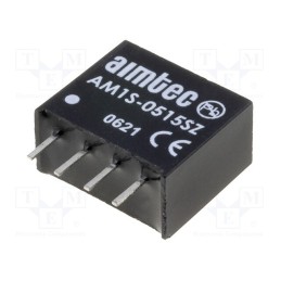 1 pcs x AIMTEC - AM1S-0515SZ - Converter: DC/DC, 1W, Uin: 4.5÷5.5V, Uout: 15VDC, Iout: 67mA, SIP4