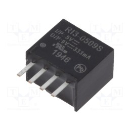 1 pcs x RECOM - RI3-0509S - Converter: DC/DC, 3W, Uin: 4.5÷5.5V, Uout: 9VDC, Iout: 333mA, SIP4