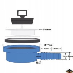 Siphon drain for sink, shower tray, stove, plug LP1800