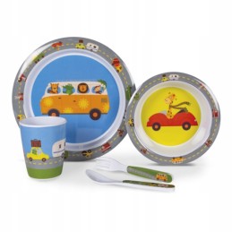 Children's tableware 4 pcs animal traffic set