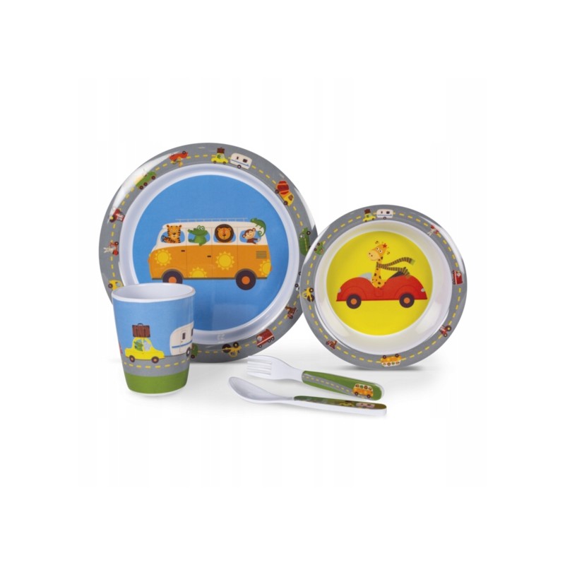 Children's tableware 4 pcs animal traffic set
