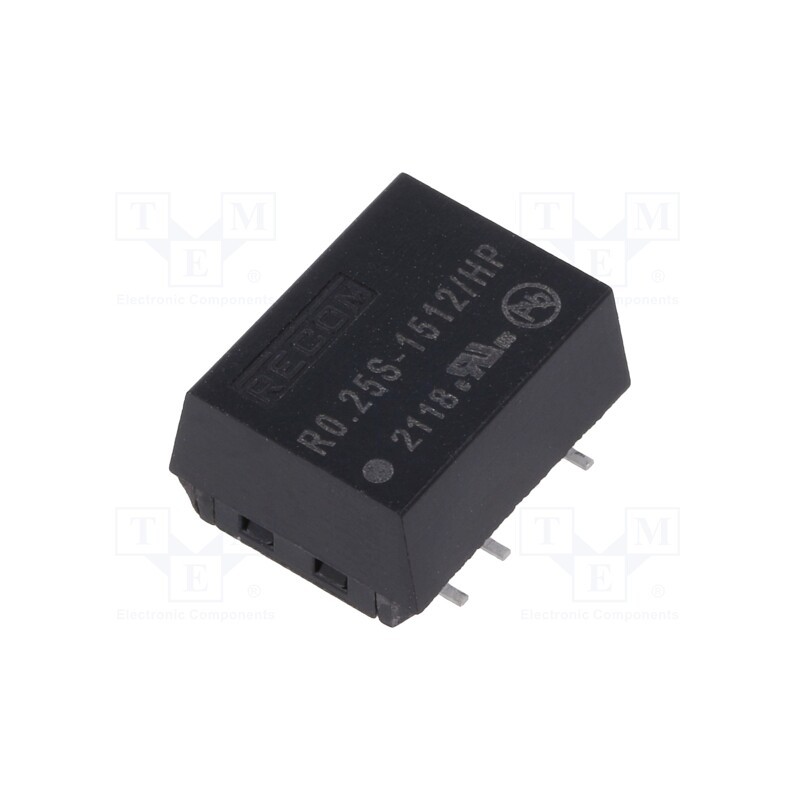 1 pcs x RECOM - R0.25S-1512/HP - Converter: DC/DC, 0.25W, Uin: 13.5÷16.5V, Uout: 12VDC, Iout: 21mA