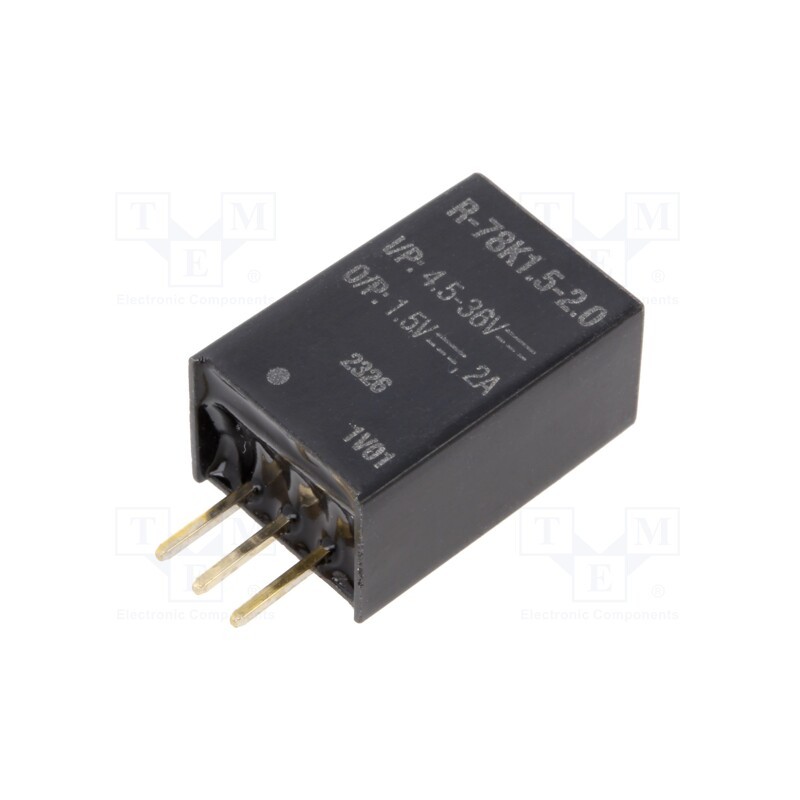 1 pcs x RECOM - R-78K1.5-2.0 - Converter: DC/DC, Uin: 4.5÷36V, Uout: 1.5VDC, Iout: 2A, SIP3, THT