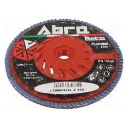 1 pcs x ABRA BETA - 1050812 - Flap grinding wheels, Ø: 125mm, Øhole: 22.23mm, Granularity: 120