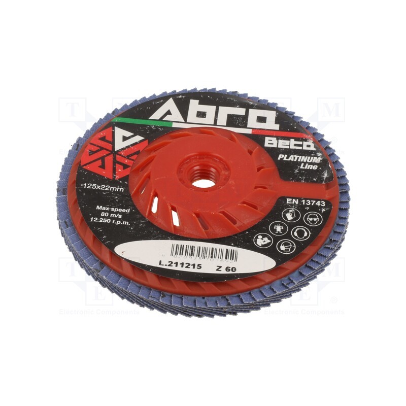 1 pcs x ABRA BETA - 1050806 - Flap grinding wheels, Ø: 125mm, Øhole: 22.23mm, Granularity: 60