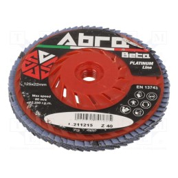1 pcs x ABRA BETA - 1050804 - Flap grinding wheels, Ø: 125mm, Øhole: 22.23mm, Granularity: 40