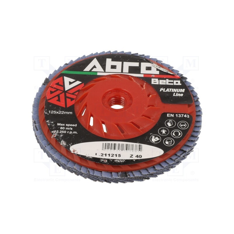 1 pcs x ABRA BETA - 1050804 - Flap grinding wheels, Ø: 125mm, Øhole: 22.23mm, Granularity: 40