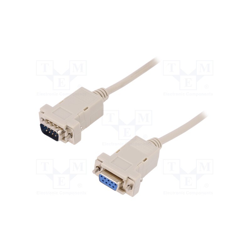 1 pcs x DIGITUS - AK-610202-020-E - Cable, D-Sub 9pin socket,D-Sub 9pin plug, 2m, beige