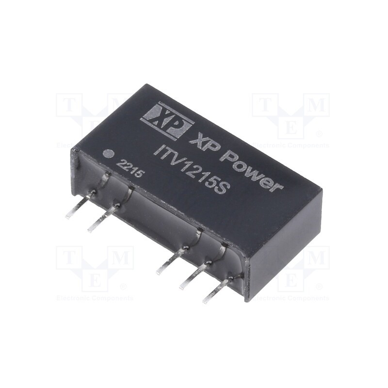 1 pcs x XP POWER - ITV1215S - Converter: DC/DC, 1W, Uin: 12V, Uout: 15VDC, Uout2: -15VDC, SIP, 50kHz