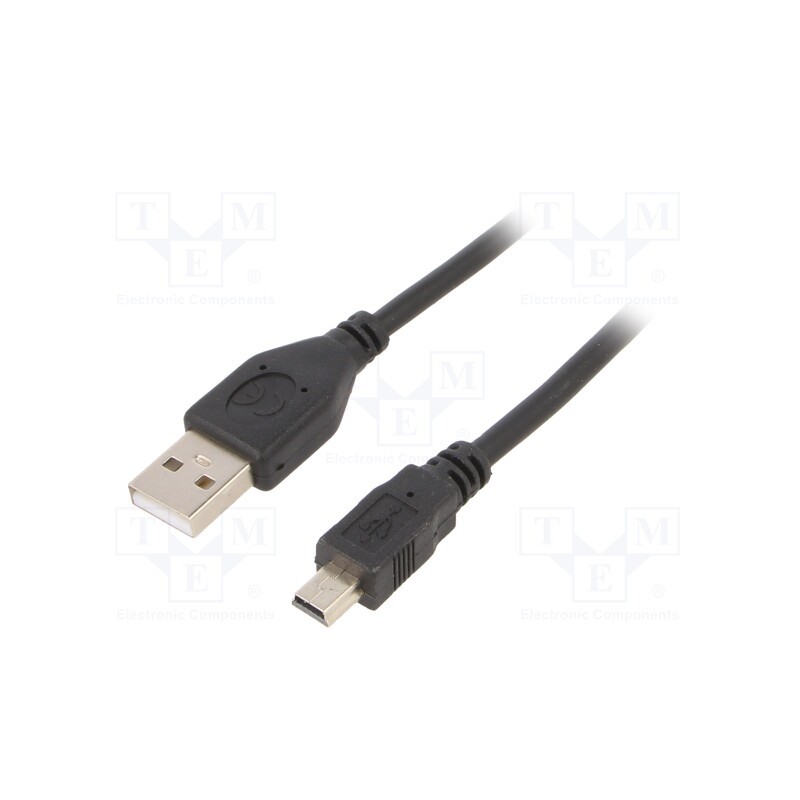 1 pcs x GEMBIRD - CCP-USB2-AM5P-6 - Cable, USB 2.0, USB A plug,USB B mini plug, gold-plated, 1.8m