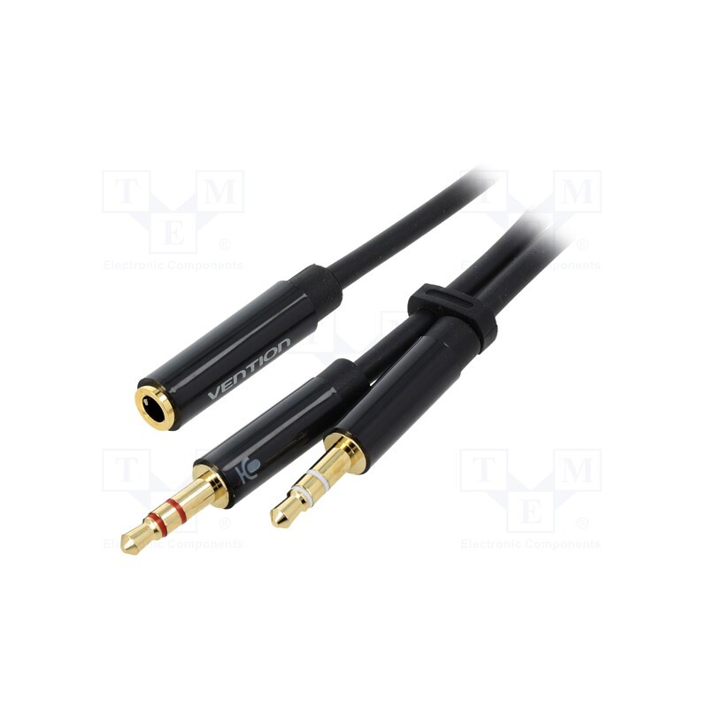 1 pcs x VENTION - BBTBY - Cable, Jack 3.5mm 3pin plug x2,Jack 3.5mm 4pin socket, 0.3m