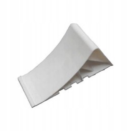 Single white tripus wheel chock for a camper