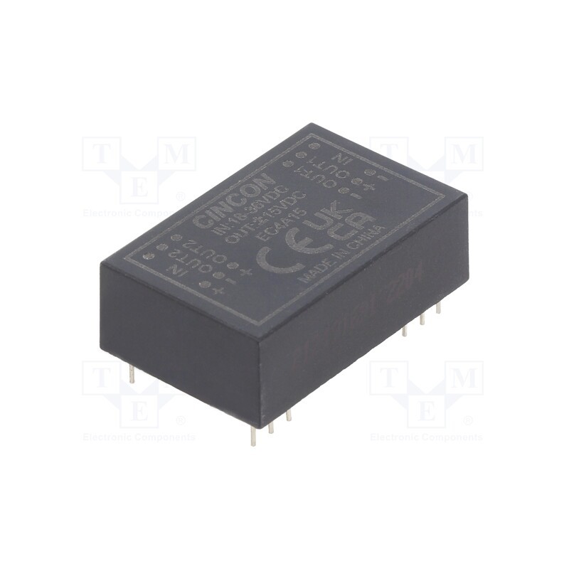 1 pcs x CINCON - EC4A15 - Converter: DC/DC, 5/6W, Uin: 18÷36V, Uout: 15VDC, Uout2: -15VDC, THT