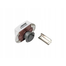 Gray push button furniture lock for campers