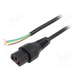 1 pcs x SCHAFFNER - IL13-SE-H05-3100-300 - Cable, IEC C13 female,wires, 3m, with IEC LOCK locking, black