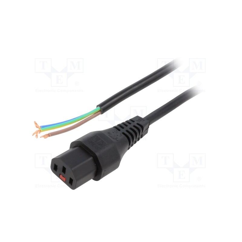 1 pcs x SCHAFFNER - IL13-SE-H05-3100-300 - Cable, IEC C13 female,wires, 3m, with IEC LOCK locking, black