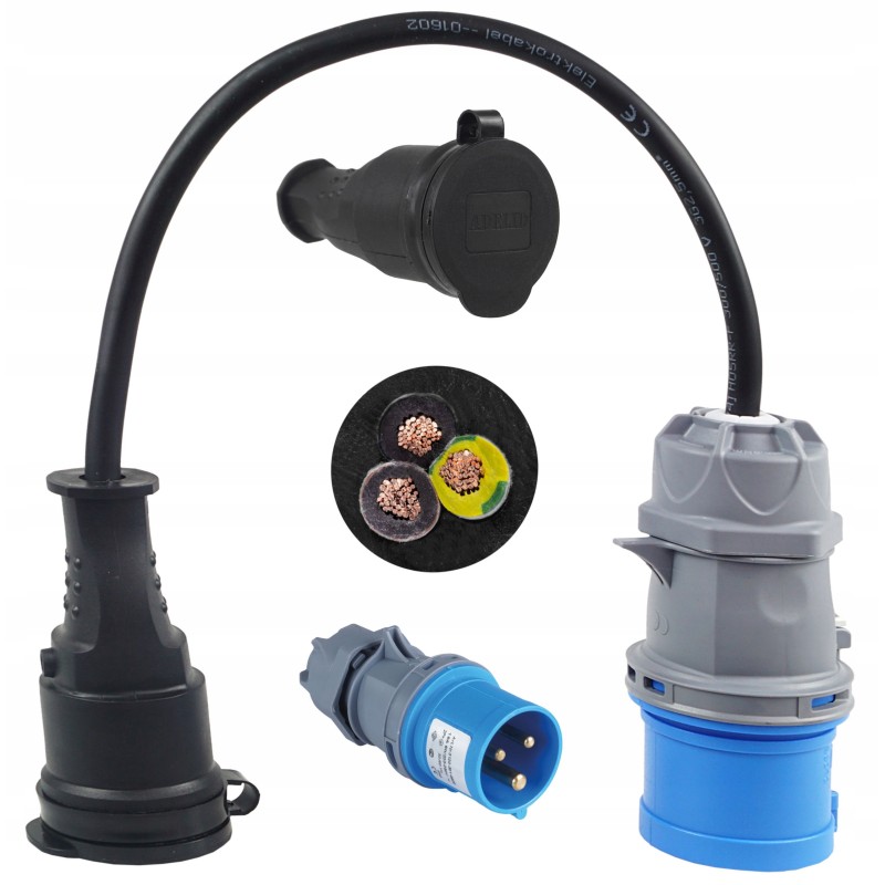 Adapter, CEE plug, 230v socket, IP44 adapter