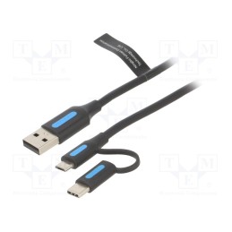 1 pcs x VENTION - CQDBF - Cable, USB 2.0, USB A plug,USB B micro plug,USB C plug, 1m, 3A