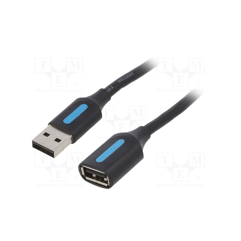1 pcs x VENTION - CBIBH - Cable, USB 2.0, USB A socket,USB A plug, nickel plated, 2m, black