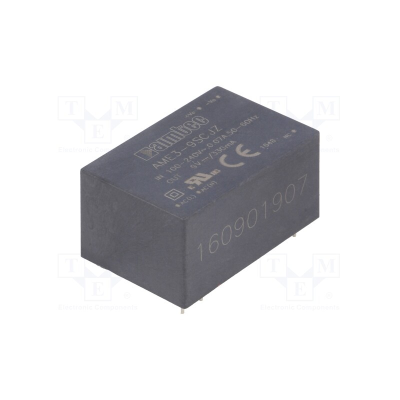 1 pcs x AIMTEC - AME3-9SCJZ - Converter: AC/DC, 3W, 85÷264VAC, Usup: 100÷370VDC, Uout: 9VDC, 75%