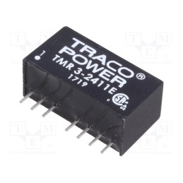 1 pcs x TRACO POWER - TMR 3-2411E - Converter: DC/DC, 3W, Uin: 18÷36V, Uout: 5VDC, Iout: 600mA, SIP8