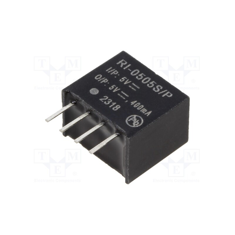 1 pcs x RECOM - RI-0505S/P - Converter: DC/DC, 2W, Uin: 4.5÷5.5V, Uout: 5VDC, Iout: 400mA, SIP4