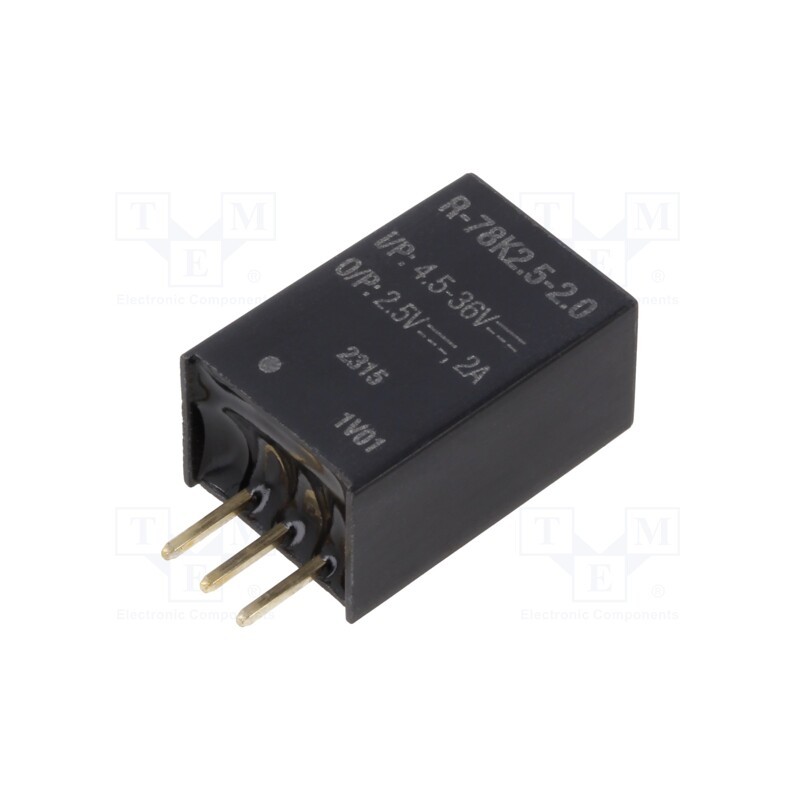 1 pcs x RECOM - R-78K2.5-2.0 - Converter: DC/DC, Uin: 4.5÷36V, Uout: 2.5VDC, Iout: 2A, SIP3, THT