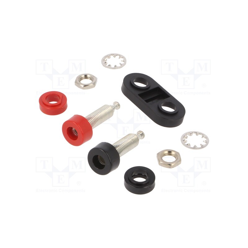 1 pcs x POMONA - 2269-0 - Socket, 4mm banana, 15A, 2.5kV, black, tinned, on panel, double