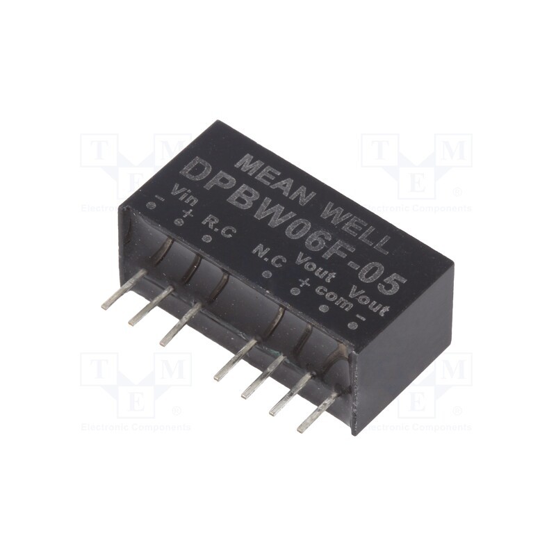 1 pcs x MEAN WELL - DPBW06F-05 - Converter: DC/DC, 6W, Uin: 9÷36V, Uout: 5VDC, Uout2: -5VDC, SIP8, THT