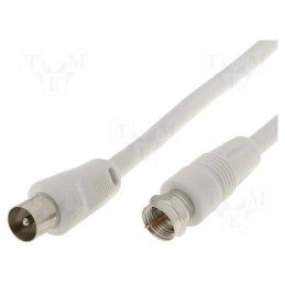 1 pcs x Goobay - 11726 - Cable, 1.5m, F plug,coaxial 9.5mm plug, shielded, twofold, white