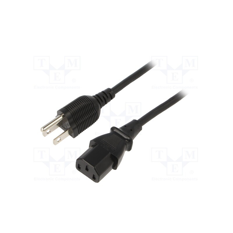 1 pcs x SUNNY - C13U18 - Cable, 3G0.75mm2, IEC C13 female,NEMA 5-15 (B) plug, PVC, 1.8m