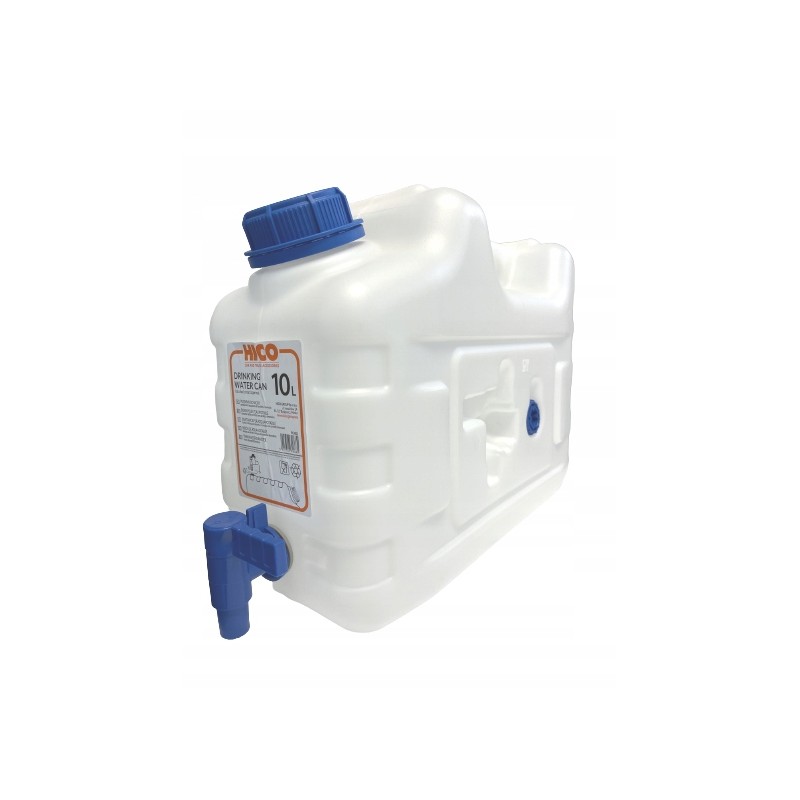 Bank container for drinking water, 10 liters certified, with a tap