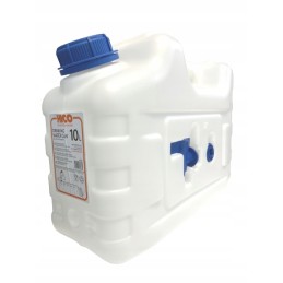 Bank container for drinking water, 10 liters certified, with a tap