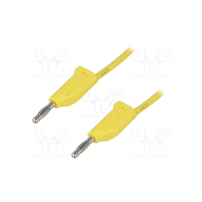 1 pcs x SCHu00dcTZINGER - MFK 15 / 1 / 100 / GE - Test lead, 70VDC, 33VAC, 16A, banana plug 4mm,both sides, Len: 1m
