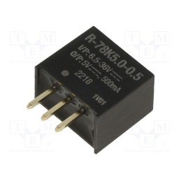 1 pcs x RECOM - R-78K5.0-0.5 - Converter: DC/DC, Uin: 6.5÷36V, Uout: 5VDC, Iout: 500mA, SIP3, THT