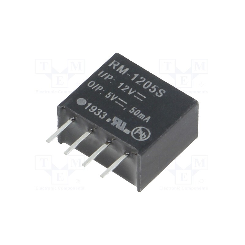 1 pcs x RECOM - RM-1205S - Converter: DC/DC, 0.25W, Uin: 10.8÷13.2V, Uout: 5VDC, Iout: 50mA