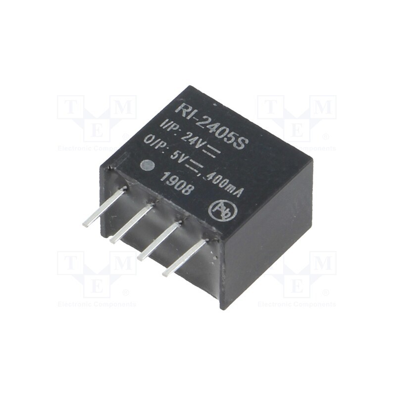 1 pcs x RECOM - RI-2405S - Converter: DC/DC, 2W, Uin: 21.6÷26.4V, Uout: 5VDC, Iout: 400mA, SIP4