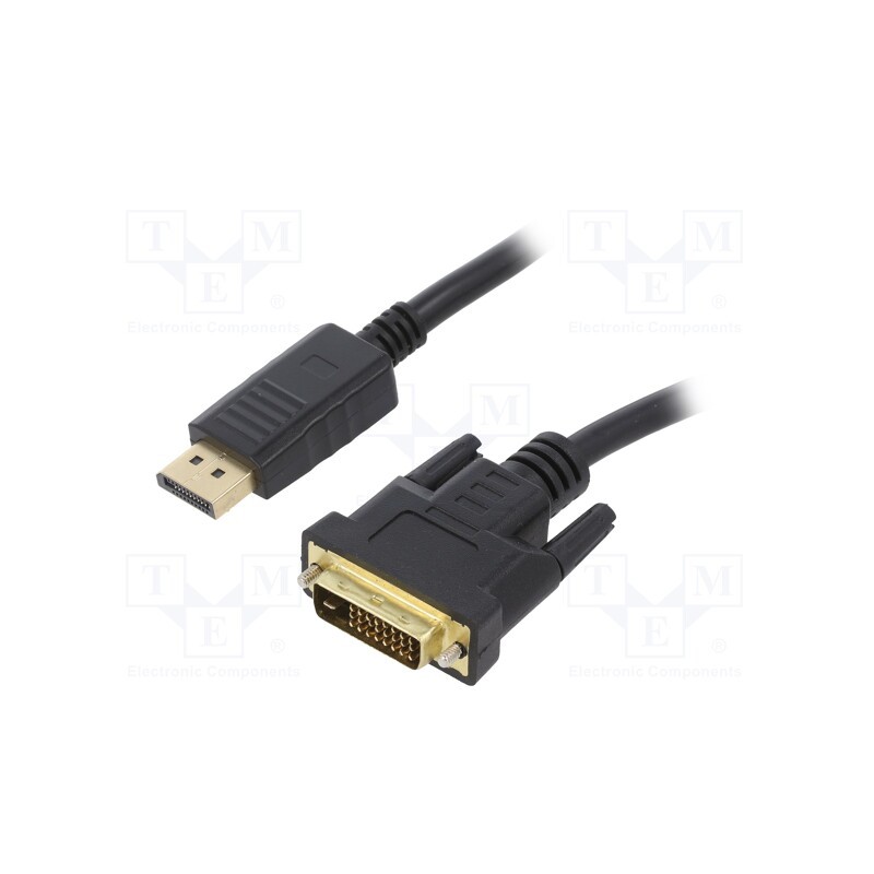 1 pcs x GEMBIRD - CC-DPM-DVIM-3M - Cable, DisplayPort plug,DVI-D (24+1) plug, PVC, 3m, black