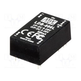 1 pcs x MEAN WELL - LDB-600L - Converter: DC/DC, 18W, Uin: 9÷28V, Uout: 2÷30VDC, Iin: 910mA, THT