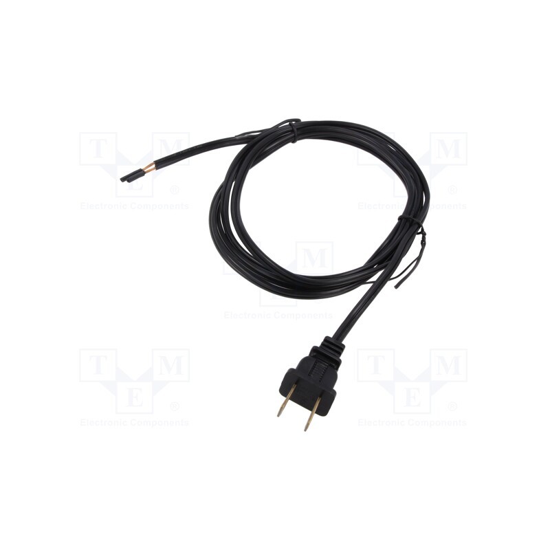 1 pcs x Qualtek Electronics - 221001-01 - Cable, 2x18AWG, NEMA 1-15 (A) plug,wires, PVC, 1.8m, black, 10A