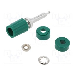 1 pcs x POMONA - 679474 - Socket, 4mm banana, 15A, 2500V, green, tinned, on panel, max.115°C