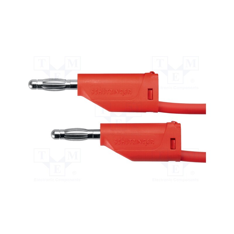 1 pcs x SCHu00dcTZINGER - MFK 15 / 1 / 100 / RT - Test lead, 70VDC, 33VAC, 16A, banana plug 4mm,both sides, Len: 1m