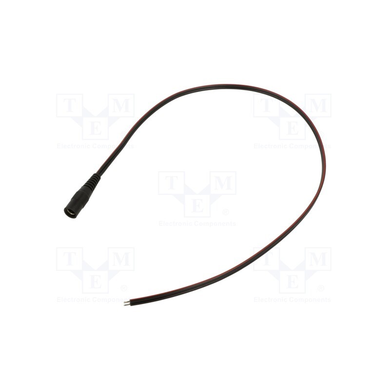 1 pcs x WEST POL - S21-TT-T075-050BK - Cable, 2x0.75mm2, wires,DC 5,5/2,1 socket, straight, black, 0.5m