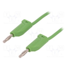 1 pcs x SCHu00dcTZINGER - MFK 15 / 1 / 100 / GN - Test lead, 70VDC, 33VAC, 16A, banana plug 4mm,both sides, Len: 1m
