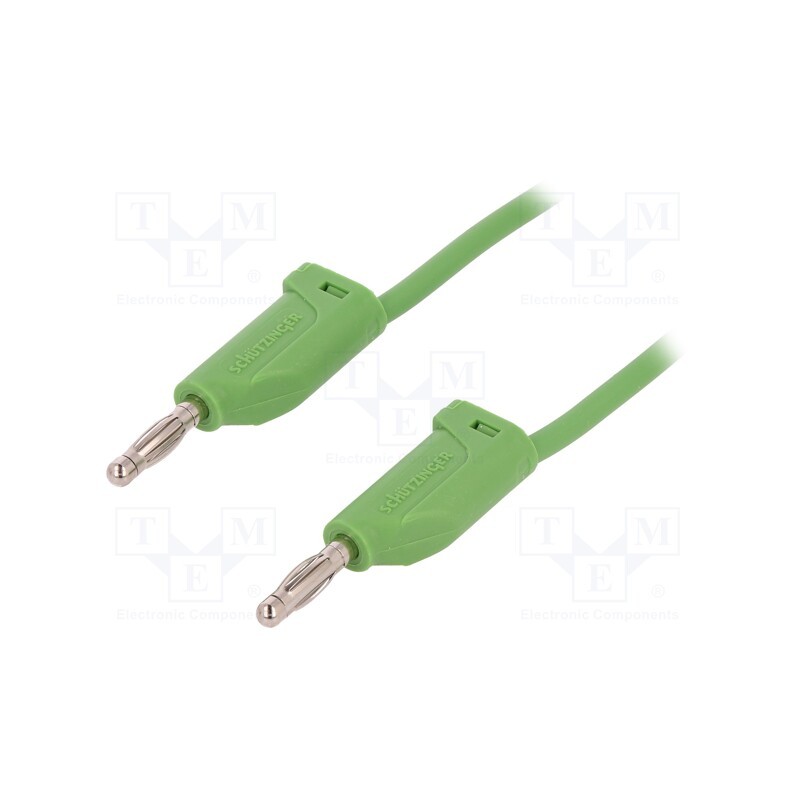 1 pcs x SCHu00dcTZINGER - MFK 15 / 1 / 100 / GN - Test lead, 70VDC, 33VAC, 16A, banana plug 4mm,both sides, Len: 1m